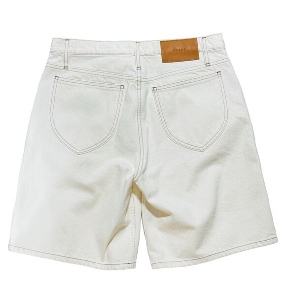 FRAME Le Italien Women's Shorts Off White Cotton Bermuda Top Stitching Size 29 - Picture 6 of 12